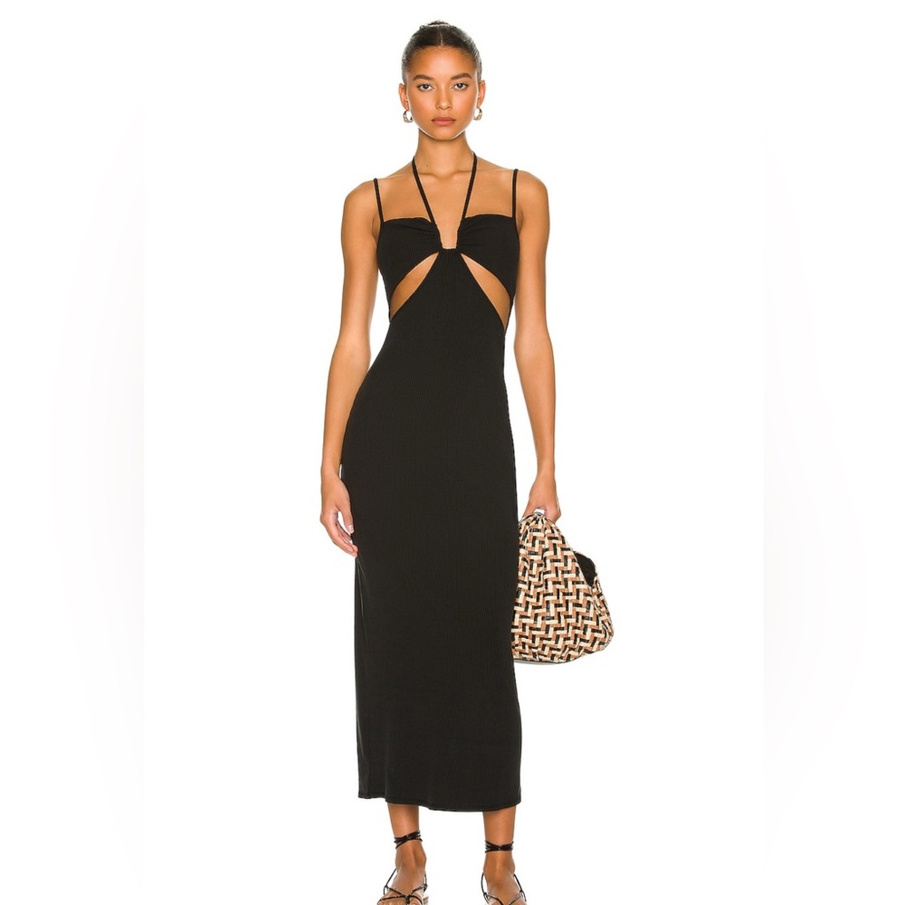 L*Space Charcoal Ribbed Cut Out Maxi Dress